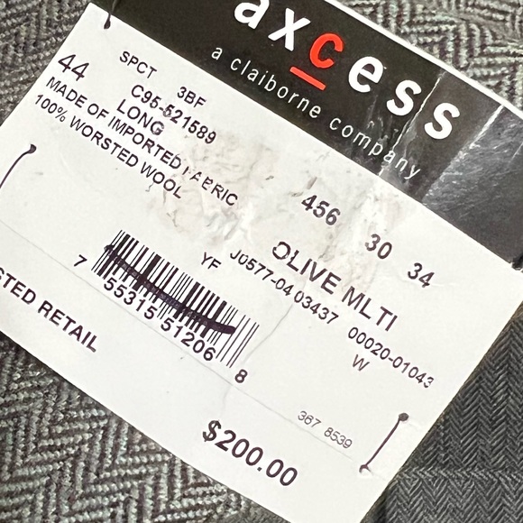 NWT axcess a claiborne company blazer men gray size 44L - Picture 10 of 11